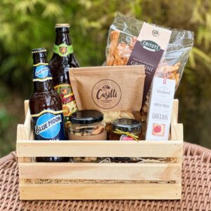 Cesta com Cervejas e Aperitivos Gourmet