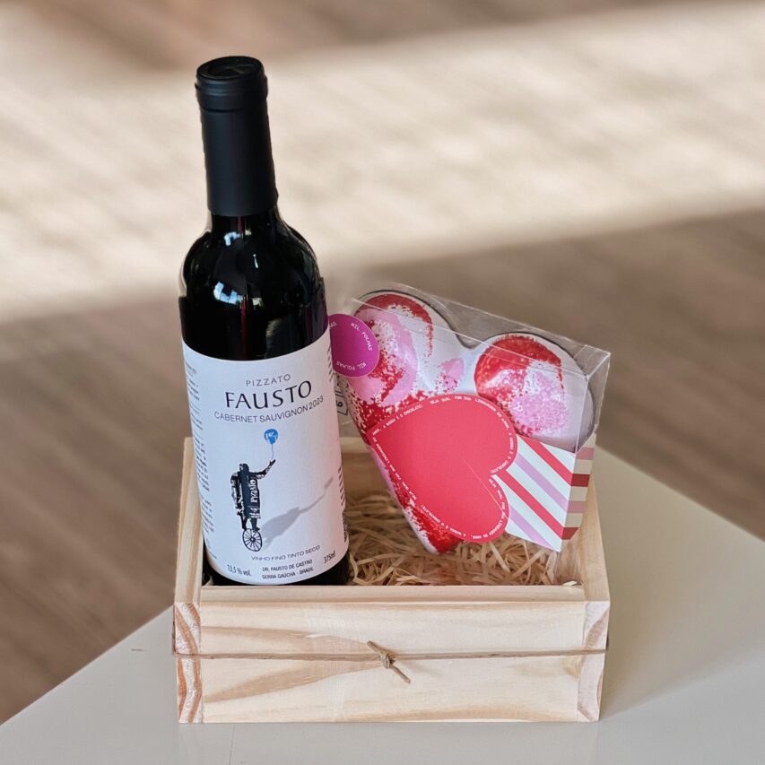 Cesta Vinho e Chocolate Dia dos Namorados