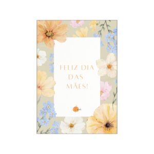 Cartão Dia das Mães Verde com Flores