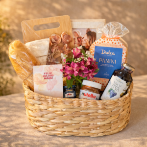 Cesta Café da Manhã com Porta Retrato Dia das Mães