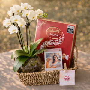 Cesta Dia das Mães com Orquídea e Lindt