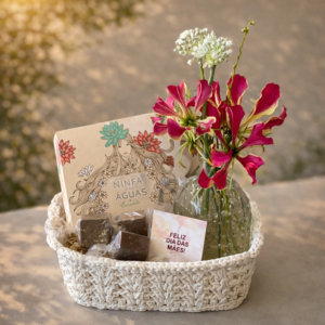 Cesta Presente Dia das Mães com Sabonetes L’Occitane, Flores e Chocolate