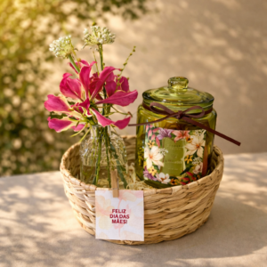 Cesta Presente Dia das Mães com Sabonetes Granado e Flores Premium
