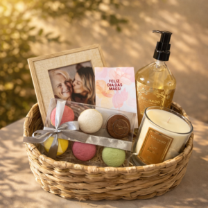 Cesta Dia das Mães com Itens Granado e Macarons