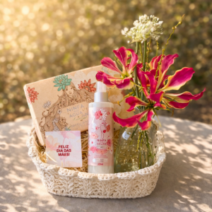 Cesta Presente Dia das Mães com L’Occitane, Flores Premium e Bruma Corporal