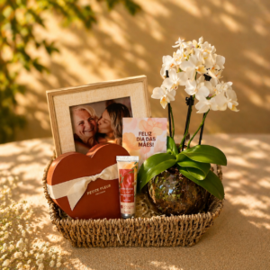 Cesta Presente Dia das Mães com Orquídea, Chocolates e L’Occitane