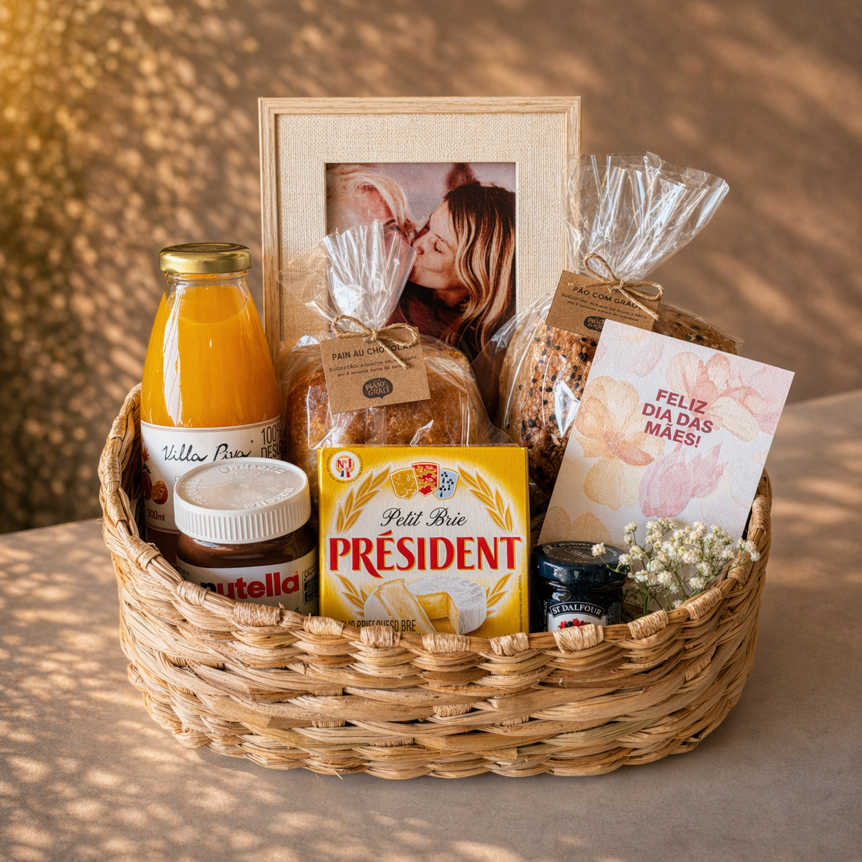 Cesta Café da Manhã Dia das Mães com Porta Retrato | Presente Completo