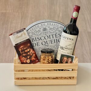 Cesta Vinho e Aperitivos Dia dos Pais