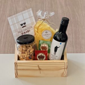 Cesta Mini Queijos e Vinho Dia dos Pais