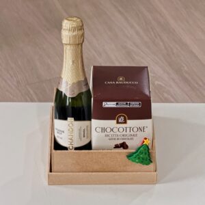 Cesta Natalina com Mini Chocottone e Chandon