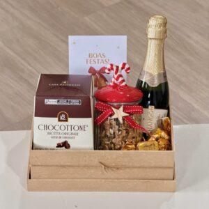 Presente de Natal com Mini Chocottone e Espumante